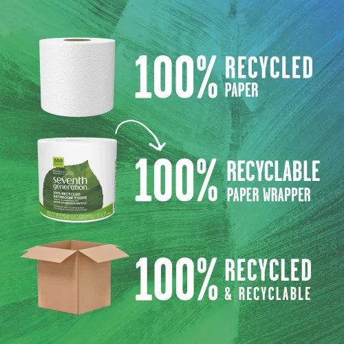 Miniatura 5 de Seventh Generation - Papel higiénico (2 capas, 100 % papel reciclado, 500 hojas, 60 unidades), color blanco