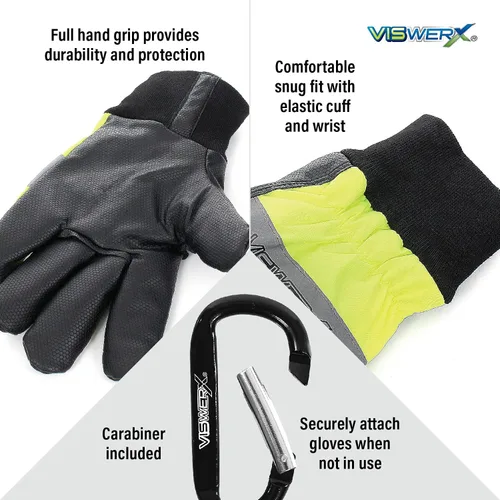 Miniatura 4 de Guantes de trabajo de invierno de alta visibilidad, aislados para clima frío y ajuste cómodo en la muñeca, guantes de trabajo resistentes, guantes