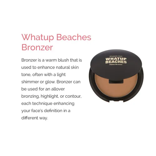 Miniatura 2 de Elizabeth Mott Whatup Beaches - Polvo bronceador mate y contorno para cara, acabado bronceador natural besado por el sol de larga duración