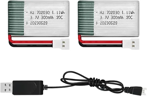 Miniatura 9 de HAWK'S WORK 2 Piezas de Batería Lipo de 3.7V, Batería de Polímero de Litio Recargable de 300 mAh para Todos los Modelos de Avión RC, Helicóptero