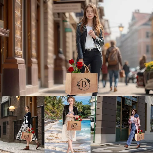 Miniatura 6 de A-Z - Bolsas grandes con iniciales con monograma para mujeres, regalos de agradecimiento para profesores, madres para el día de la madre