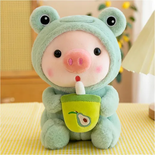 AZCHEN Cerdo de peluche de cerdo, disfraz de cerdo, rana, tigre, conejo, lindo muñeco de peluche para niñas y niños, regalo de fiesta de cumpleaños