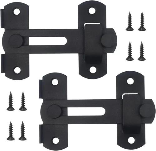 Cerradura de puerta de granero, paquete de 2 cerraduras de puerta corredera de granero de 4 x 2-3/4 pulgadas, pestillo de puerta para puerta de