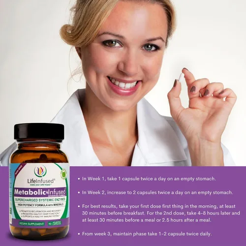 Miniatura 6 de Life Infused Infusión metabólica: mezcla de 11 enzimas sistémicas de primera calidad y 72 minerales clave para funciones corporales óptimas y un