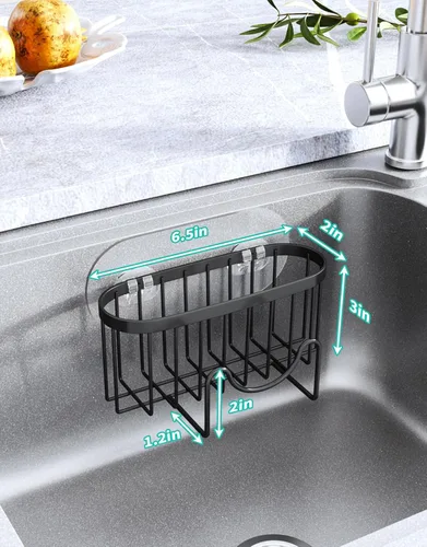Miniatura 3 de HapiRm Organizador de esponja multifuncional con forma única en M, 2 métodos de instalación, organizador de fregadero de cocina, organizador