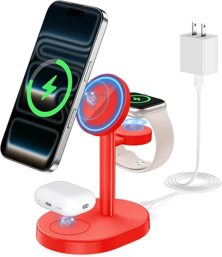 Miniatura 17 de Hevanto 25W 3 in 1 Super Fast Charging Station for Apple MagSafe Charger, Wireless Magnetic Mag-Safe Charger Stand for iPhone 17 16 15 14 13 12