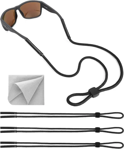 BILIONE Correa trenzada para lentes, lentes y lentes de sol para hombres y mujeres, soportes negros para lentes alrededor del cuello para deportes,