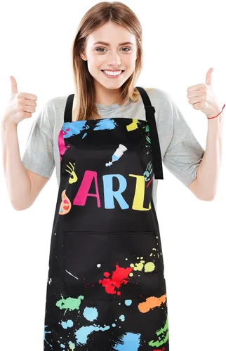Delantal de artista de pintura con bolsillos, delantales de pintura impermeables para adultos, delantal de arte ajustable con babero Estilo 1
