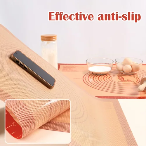 Miniatura 3 de Folksy Super Kitchen Red - Tapete de silicona antideslizante para repostería, extra grande con medidas de 16 x 26 pulgadas, para hornear
