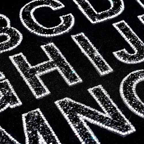 Miniatura 7 de 34 piezas de calcomanías de letras con diamantes de imitación brillantes con purpurina del alfabeto A-Z, letras autoadhesivas de cristal