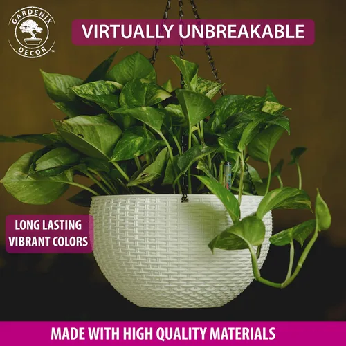 Miniatura 3 de GARDENIX DECOR Macetas colgantes de riego automático de 11 pulgadas para plantas de interior, maceta con indicador de nivel de agua para plantas