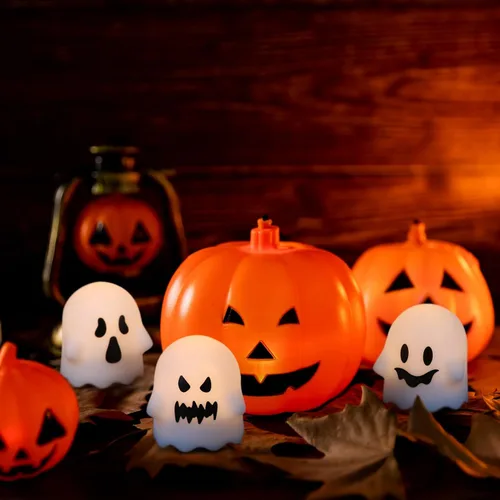 Miniatura 5 de Wondise Velas sin llama de Halloween con control remoto y temporizador, paquete de 6 velas LED parpadeantes con pilas fantasmas para decoración