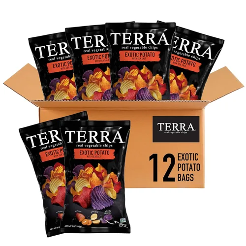 Miniatura 20 de Terra Papas fritas vegetales, Patatas dulces cortadas en ondas con sal marina, 5 onzas