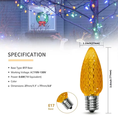 Miniatura 2 de Paquete de 50 bombillas LED C9 multicolor de repuesto para luces de Navidad, inastillables e impermeables, bombillas LED C9 de plástico para cadenas