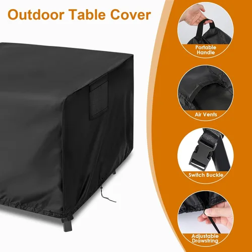 Miniatura 3 de Kingling Funda cuadrada para mesa de exterior, 24 pulgadas, cubierta cuadrada para mesa de patio, impermeable, pequeña funda para muebles de patio