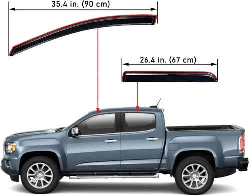 Miniatura 3 de Lightronic Visera de ventana de ventilación automática con clip extra duradera, compatible con Chevrolet Colorado y GMC Canyon 2015-2022, cabina