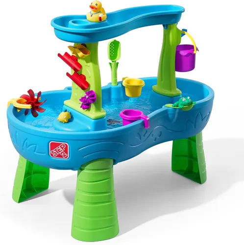 Step2 Parque infantil con estanque de baño Splash Pond, juego sensorial de agua y arena para niños, juguetes de verano al aire libre, 13 piezas de