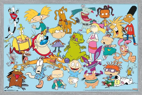 Miniatura 13 de Trends International Póster de pared de personajes de Nickelodeon, 14.725 x 22.375 pulgadas, versión enmarcada de madera de granero