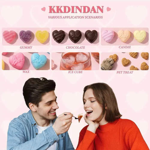 Miniatura 7 de Moldes de silicona en forma de corazón 2 piezas, molde de chocolate en forma de corazón 15 cavidades, moldes antiadherentes de grado alimenticio