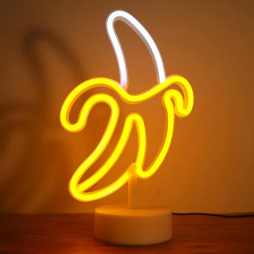 Miniatura 8 de Letrero de neón de plátano, luz LED WIOSOUL Banana con base para decoración de mesa, lámpara LED USB / batería alimentada por batería para hombre