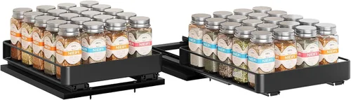 Nieifi Organizador de especias para gabinete, estante vertical para especias, fácil de instalar, metal, 8.5 pulgadas de ancho x 10.35 pulgadas de