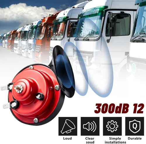 Miniatura 2 de 4 piezas de bocina de tren de 300 dB para camiones, bocinas eléctricas de caracol de 12 V, tono alto y bajo, impermeables, bocinas de aire únicas