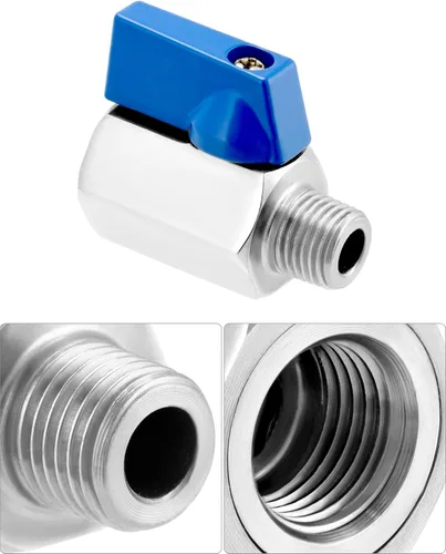 Miniatura 5 de QWORK Mini válvula de bola de 1/4 de pulgada de acero inoxidable 316, hembra x macho NPT válvula de cierre de rosca, mango de cuarto de vuelta