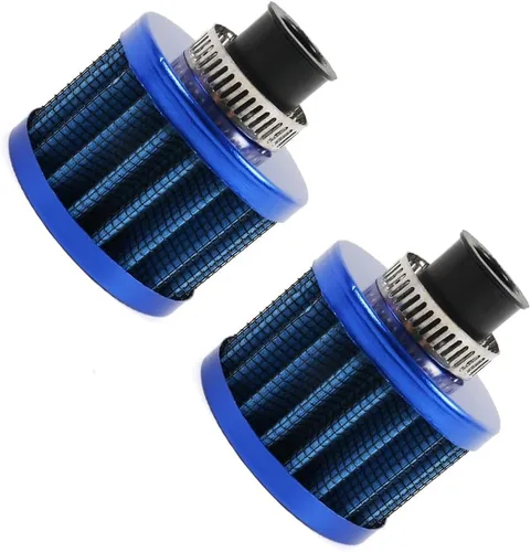 Miniatura 29 de 2 piezas de filtro de aire de entrada de aire frío con respiradero de 12 mm, filtro de respiración para tapa de válvulas para automóvil y Negro