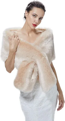 Miniatura 5 de BEAUTELICATE Chal de piel sintética para mujer, abrigo de piel suave para eventos de boda de invierno