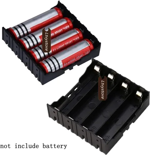 Miniatura 6 de Soporte para batería 18650, 8 piezas 4 ranuras x 3.7V caja de almacenamiento de batería DIY, en paralelo caja de baterías de plástico negro con pin