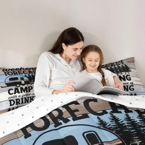 Miniatura 4 de Divertido juego de ropa de cama de decoración de cámper, juego de edredón rústico de granja, tamaño Queen para niños, niñas y adolescentes, relleno