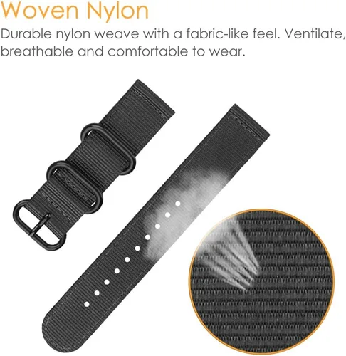 Miniatura 5 de FINTIE Correas compatibles con Fitbit Versa 2/1 / Lite Edition, correa de repuesto de nailon suave (negro)