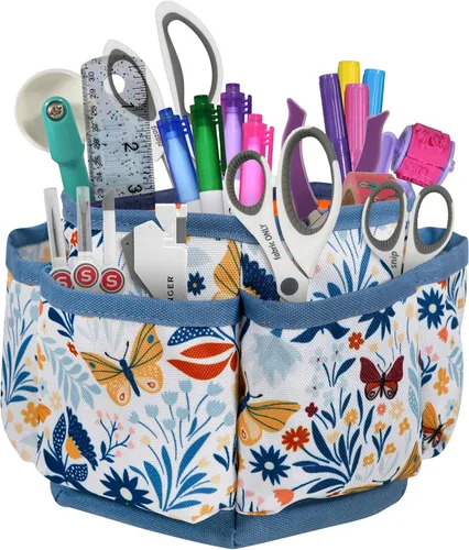 SINGER Organizador giratorio de 360 grados para mesa, encimera, almacenamiento, suministros de costura, suministros de arte con compartimentos,
