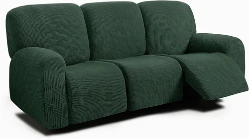 Miniatura 13 de ULTICOR - Juego de 8 fundas para sofá reclinable de jacquard, fundas para sofá reclinable elásticas para 3 cojines, gruesas, suaves, lavables Gris