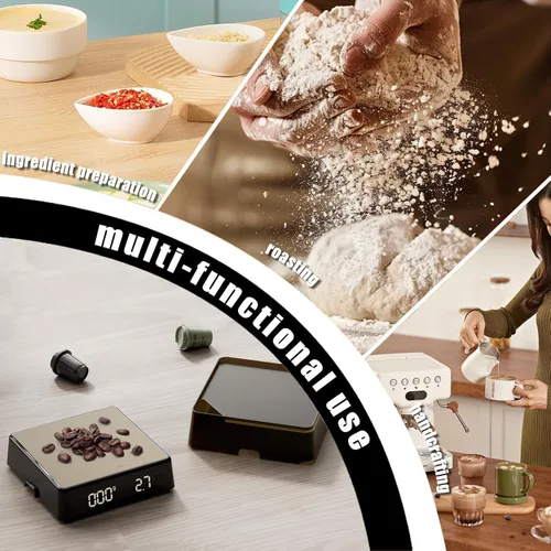 Miniatura 6 de Báscula de café con temporizador – Escala de café expreso con temporizador mini recargable, portátil, pequeña y compacta para granos de café