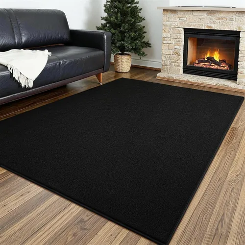 Miniatura 27 de Vasofe Alfombra de pasillo negra de 2 x 4 pulgadas, alfombra antideslizante de espuma viscoelástica gruesa para interiores, para guardería
