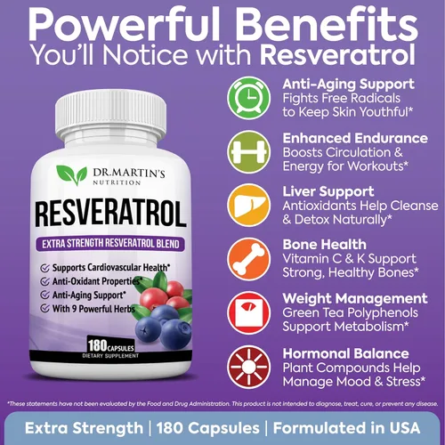 Miniatura 2 de Resveratrol extra fuerte 1568mg - 180 cápsulas - 3 meses de suministro Suplemento antioxidante Pastillas naturales de trans-resveratrol