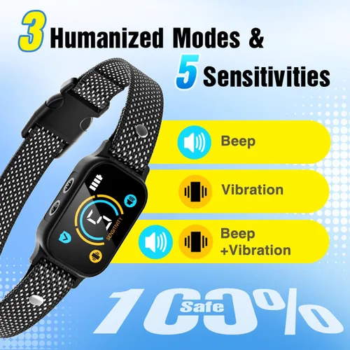 Miniatura 2 de Paquete de 2 collares antiladridos, collar inteligente para perros grandes, medianos y pequeños, collar de entrenamiento ultraligero recargable