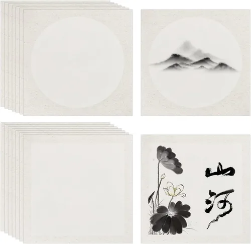 Miniatura 6 de PandaHall - 20 piezas de papel Shikishi premontado, papel Xuan chino, suministros de caligrafía china, papel de arroz para pintura de Sumie, Navajo