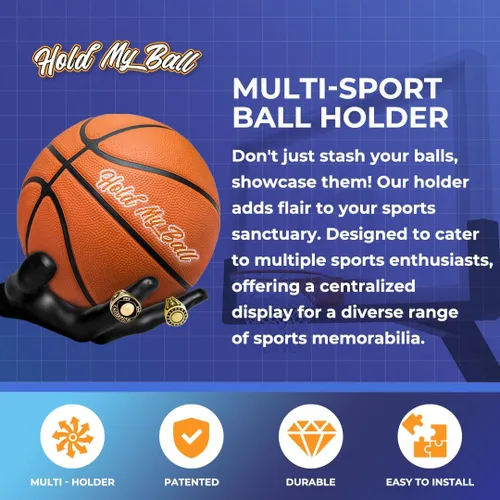 Miniatura 2 de Juego de soportes de pelota de baloncesto de mano, soportes de pared para escultura de mano izquierda y derecha para baloncesto, voleibol y fútbol