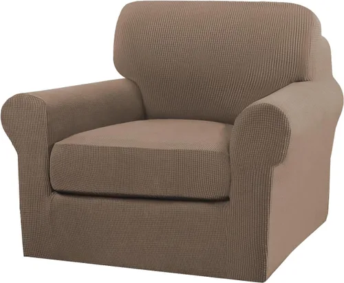 Miniatura 130 de Turquoize 2 fundas para sillas de sala de estar, funda de sofá con fundas de cojín individuales, funda de muebles para sillas (silla, beige biscotti)