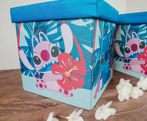 Miniatura 4 de Disney Lilo & Stitch Characters Stitch and Angel - Organizador de cubos de almacenamiento de 15 pulgadas con tapas, juego de 2 contenedores