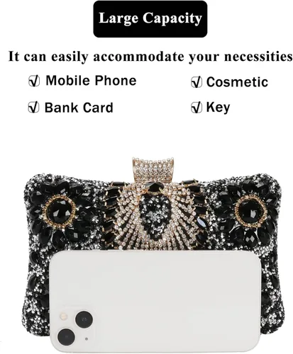 Miniatura 3 de COAIMANEY Bolso de mano de lentejuelas brillantes con diamantes de imitación para mujer, bolso de mano de noche, bolso de hombro para boda, fiesta