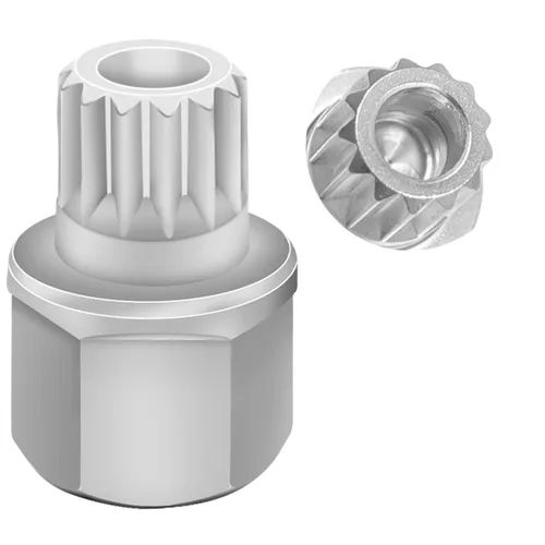 Miniatura 21 de Llave de tuerca de bloqueo de rueda de 11/15PT compatible con BMW, enchufe de tuerca de bloqueo de rueda AdaPTer, herramienta de extracción