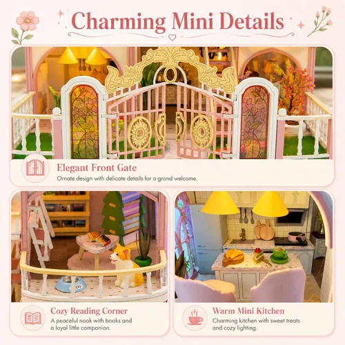 Miniatura 6 de DIY Book Nook Kit with LED Light, Miniature Dollhouse, 3D Wooden Puzzle, Bookshelf Insert Decor Craft Gift (750 PCs Windsor Castle)