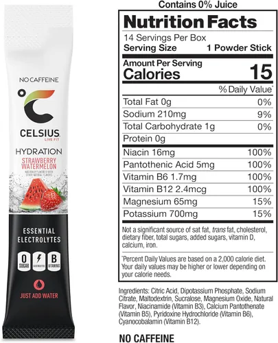 Miniatura 3 de Celsius Hydration™ Strawberry Watermelon, Mezcla de Bebida Hidratante con Electrolitos Sin Azúcar (Paquete de 14)