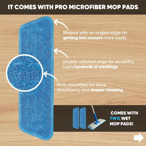 Miniatura 5 de Cinch Mop - Trapeador de microfibra para suelos de madera dura, sistema de trapeadores planos para madera, azulejos, laminados, vinilo, 2 recambios