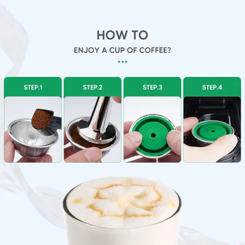 Miniatura 3 de Paquete de 2 tapas reutilizables para cápsulas de café con 6 cápsulas, 80/150/7.8 fl oz, cápsulas de café recargables de silicona de grado