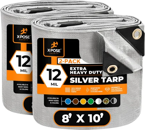 Miniatura 220 de Lona protectora Xpose Safety multiusos, de poliéster blanco, resistente, resistente al agua, resistente a la intemperie, resistente a rasguños