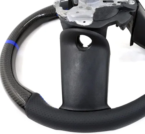 Miniatura 8 de IKON MOTORSPORTS, Volante compatible con Ford Mustang 2010-2014, Kit de reemplazo de cuerpo de volante en fibra de carbono y cuero con costura azul